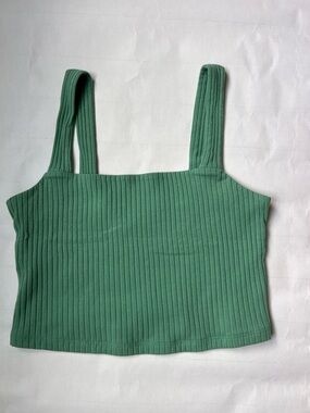 American Eagle Outfitters Ribbed Crop Tank Top in Sage Green Size Medium
